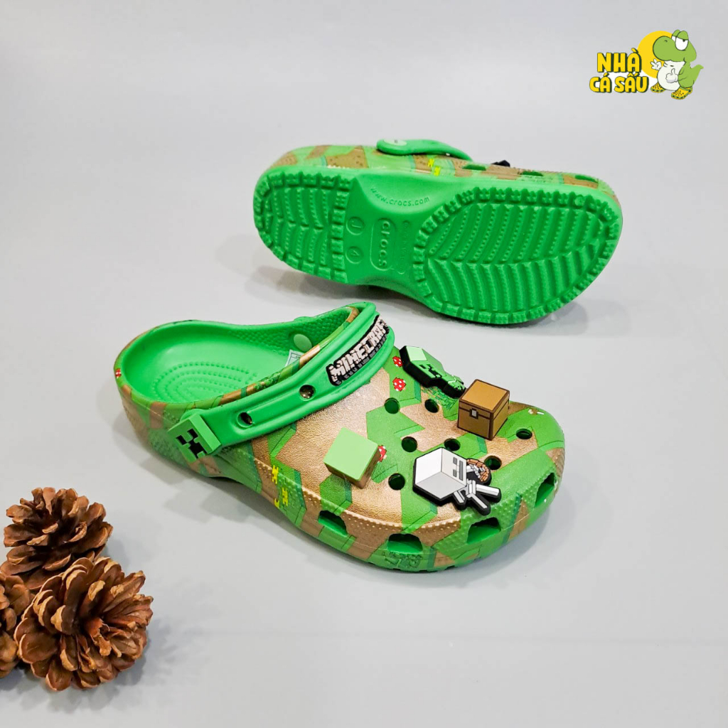 Dép Sục Cross Classic Elevated Minecraft Cho Bé Trai Bé Gái Tặng Kèm Jibbitz - Nhà Cá Sấu