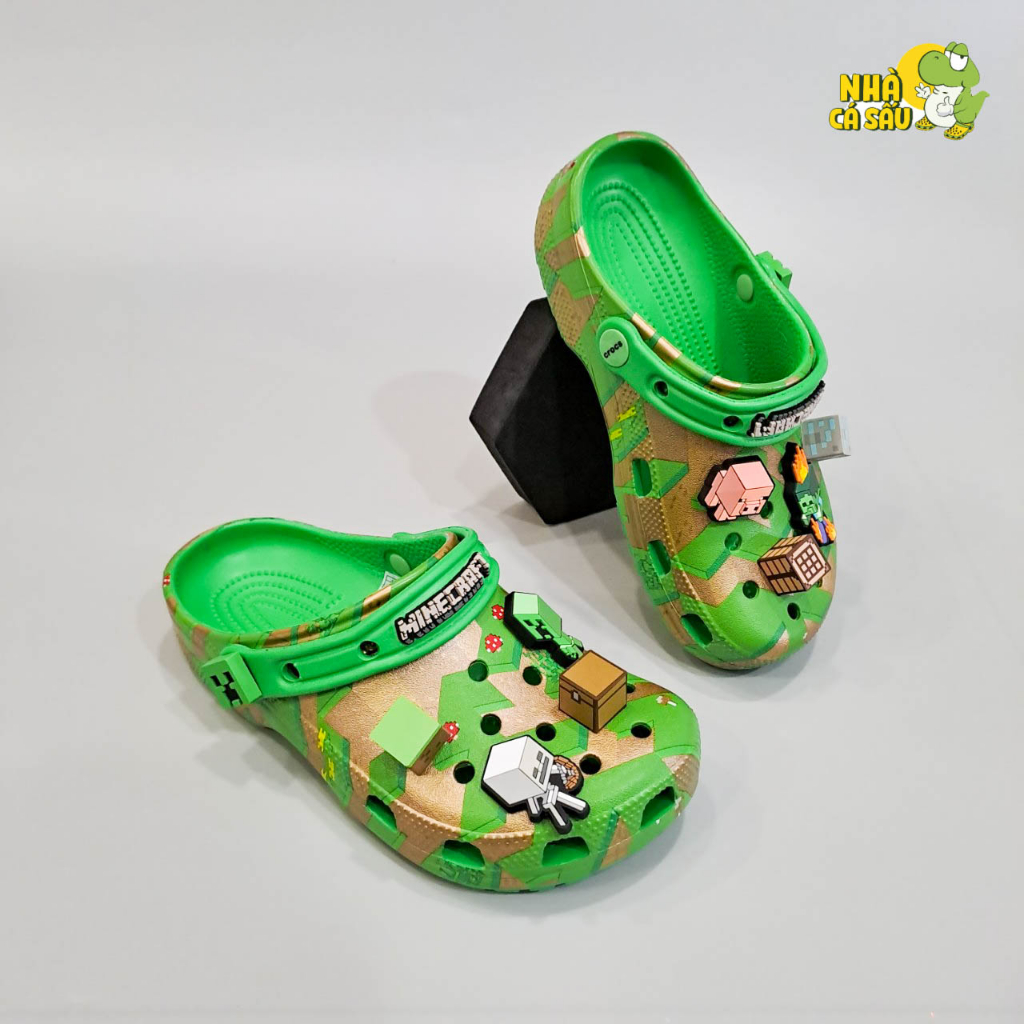 Dép Sục Cross Classic Elevated Minecraft Cho Bé Trai Bé Gái Tặng Kèm Jibbitz - Nhà Cá Sấu