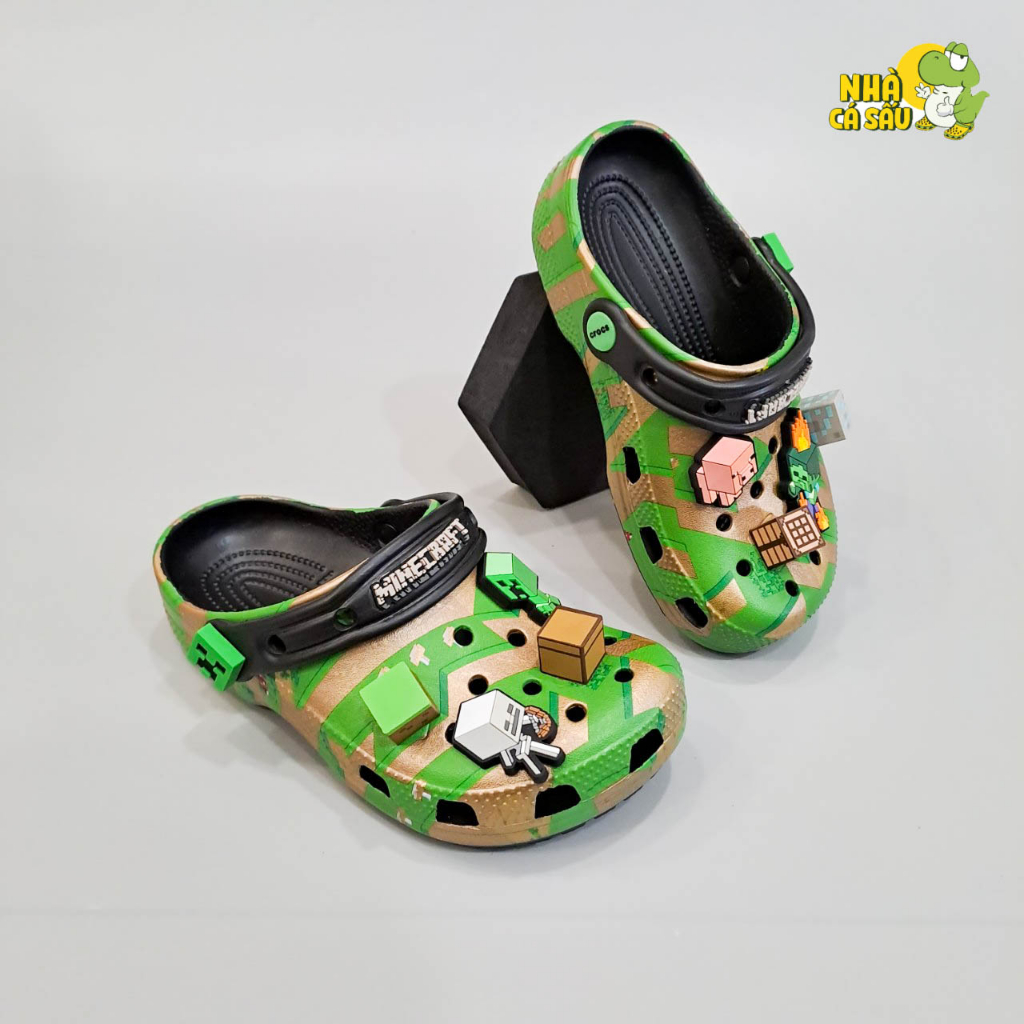 Dép Sục Cross Classic Elevated Minecraft Cho Bé Trai Bé Gái Tặng Kèm Jibbitz - Nhà Cá Sấu