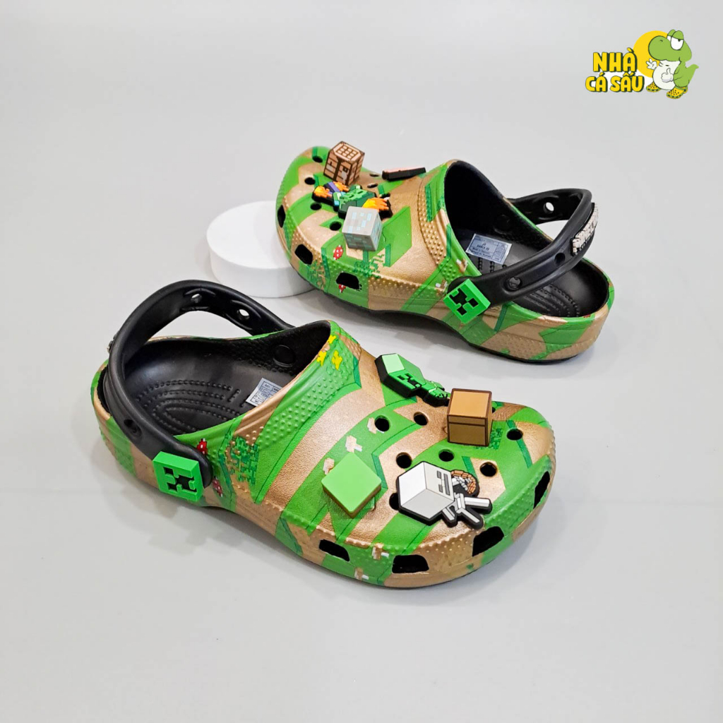 Dép Sục Cross Classic Elevated Minecraft Cho Bé Trai Bé Gái Tặng Kèm Jibbitz - Nhà Cá Sấu