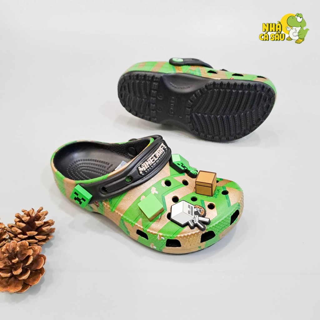 Dép Sục Cross Classic Elevated Minecraft Cho Bé Trai Bé Gái Tặng Kèm Jibbitz - Nhà Cá Sấu