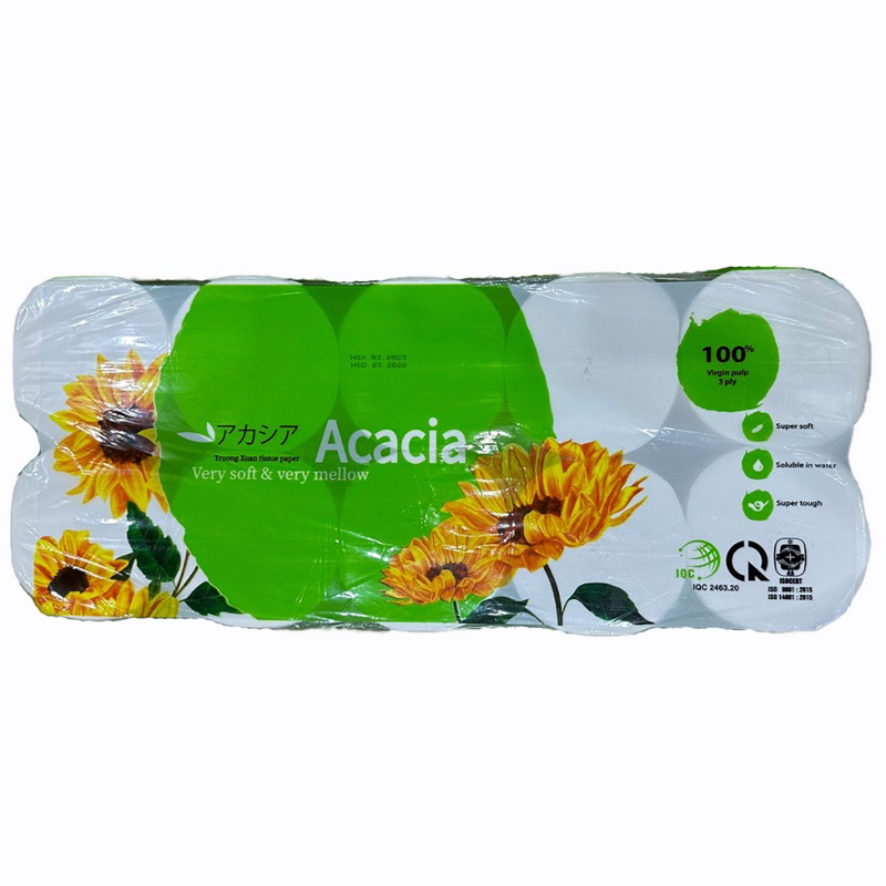 Giấy vệ sinh không lõi ACACIA bịch 10 cuộn 1,6 kg Tặng 1 gói rút con mèo