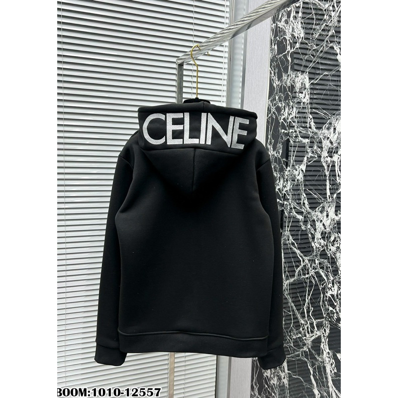 Áo nỉ hoodie thu đông nam nữ thêu chữ CELINE trên mũ khoá kéo thiết kế hot trend 2023