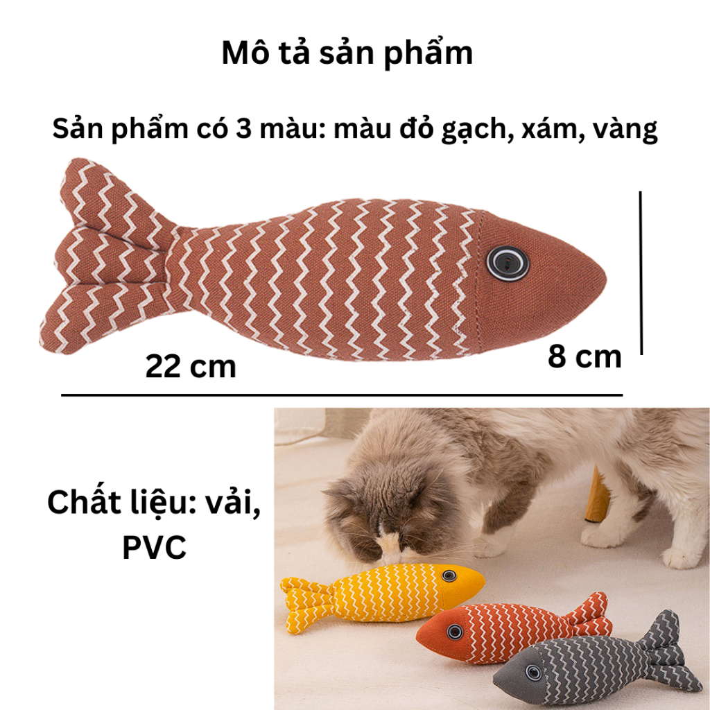 Đồ chơi cá nhồi catnip cho mèo giúp mèo thư giãn xả stress