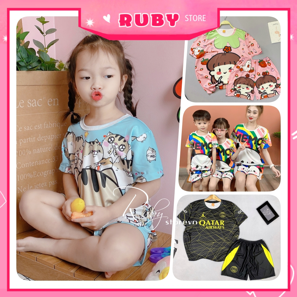❤ SIÊU RẺ ❤ Đồ bộ mẹ và bé 5 ký đến 60 ký mặc nhà vải thun mềm mịn mát co giãn thoải mái hoạt hình dễ thương DBRBD 4 - L