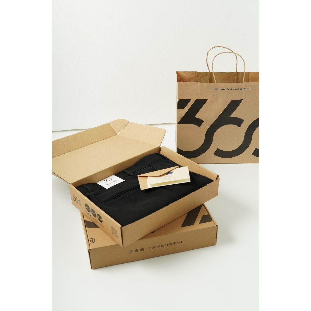 Quần vải nam 360Boutique quần tây âu cạp dày dặn tặng kèm combo hộp thiệp túi giấy cao cấp làm quà tặng