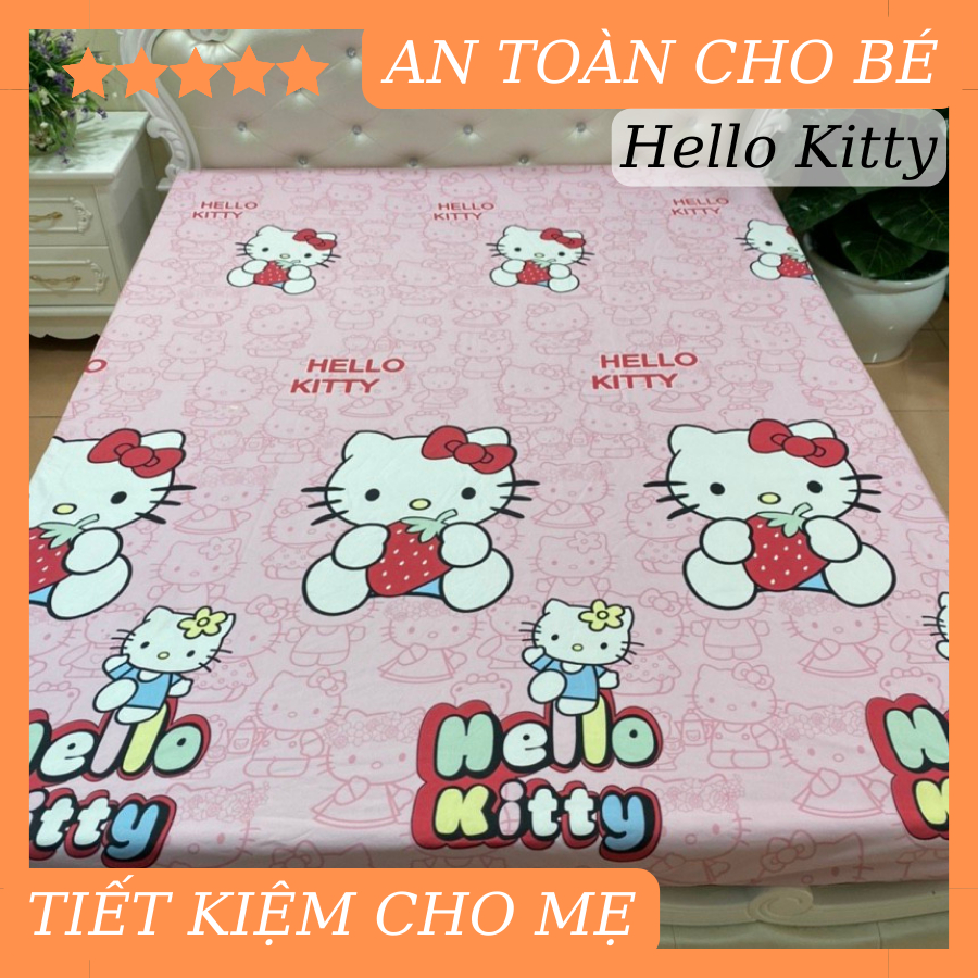Ga chống thấm cotton NGUYỆT ÁNH BEDDING kháng khuẩn nằm trực tiếp cho bé không nóng bí - chat chọn mẫu [Hello kitty]