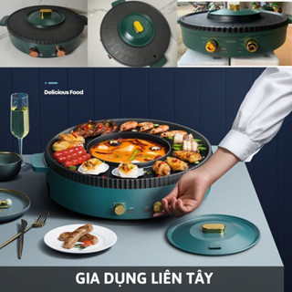 Nồi lẩu nướng 2in1 Osaka, Nồi lẩu đa năng chính hãng, Bếp nướng đa năng kết hợp lẩu cao cấp