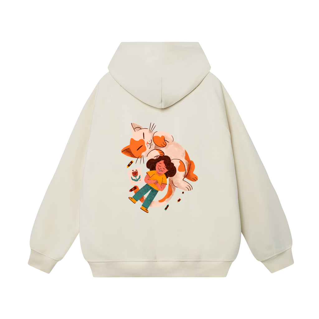 Áo Hoodie Cat lover Form Rộng YANDO OUTFITS P438 Nỉ Cotton French Terry 350GSM Local Brand