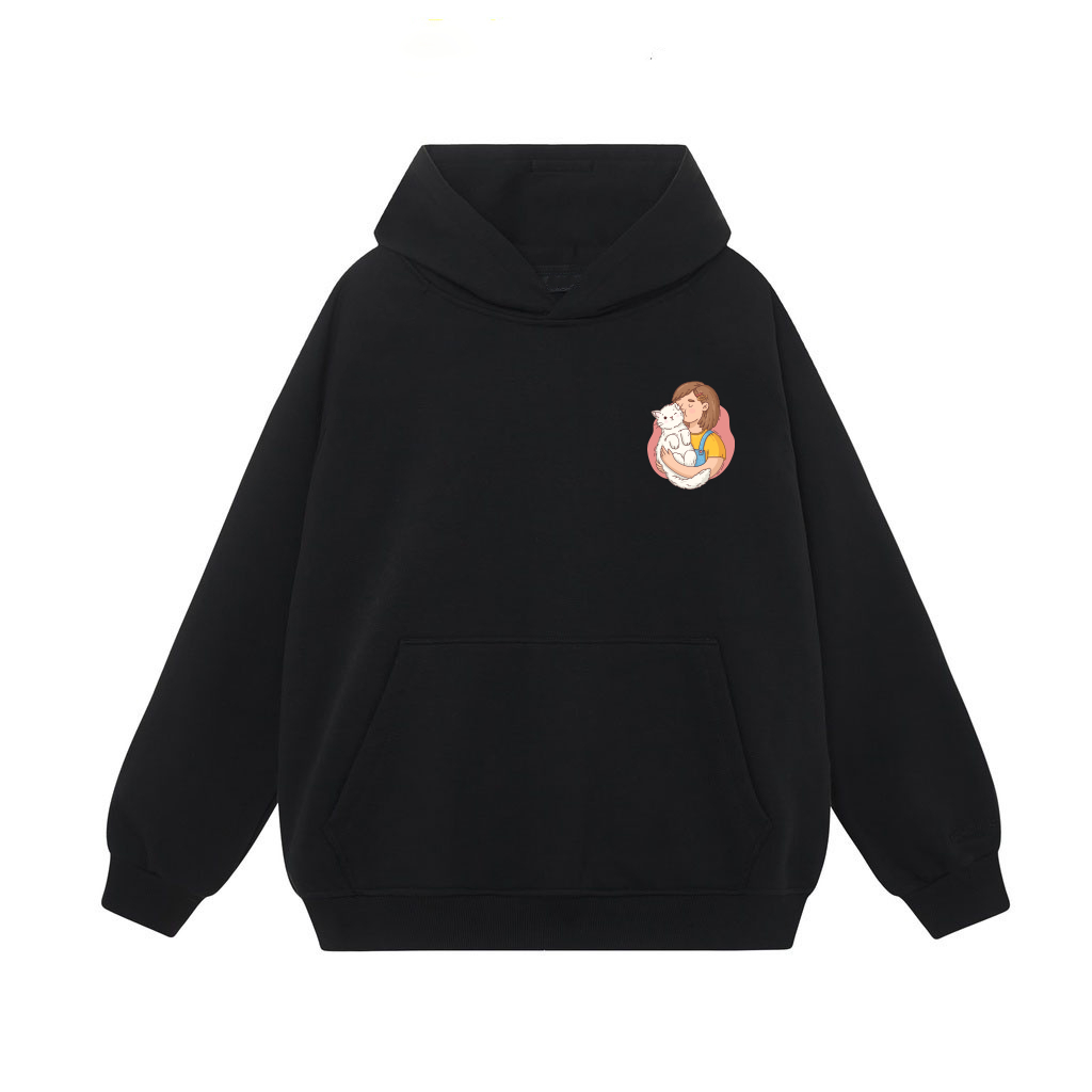 Áo Hoodie Cat lover Form Rộng YANDO OUTFITS P438 Nỉ Cotton French Terry 350GSM Local Brand