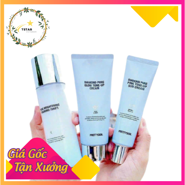 Bộ Ba Nước Hoa Hồng, Kem Dưỡng Trắng Và Kem Chống Nắng PRETTYSKIN Chính Hãng-Shop Mĩ Phẩm Tstar