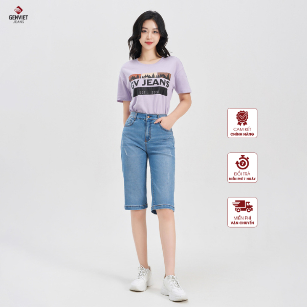 [Mã FATOP12 giảm 30K đơn 150K] Quần ngố Nữ Jeans đứng TQ309J8233, GENVIET