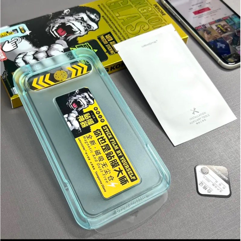 ☘️ KÍNH CƯỜNG LỰC KÈM KHUNG TỰ DÁN KING KONG WEKOME - CHỐNG BỤI MÀNG LOA IPHONE 14PROMAX 14 14PLUS 14PRO 13 12 11 PROMAX