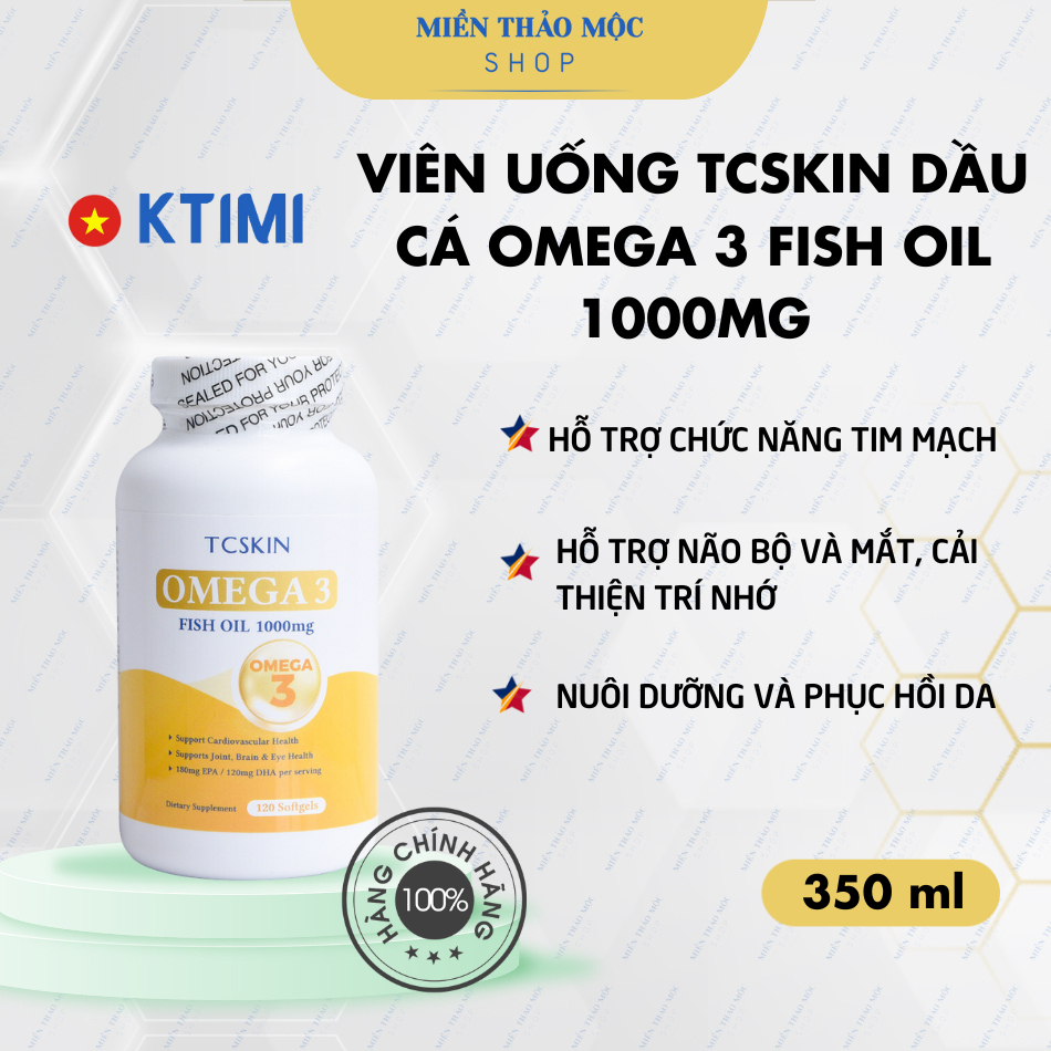 Viên Uống Tcskin Dầu Cá Omega 3 Fish Oil 1000mg – Thực Phẩm Bảo Vệ Sức Khỏe – Miền Thảo Mộc Shop