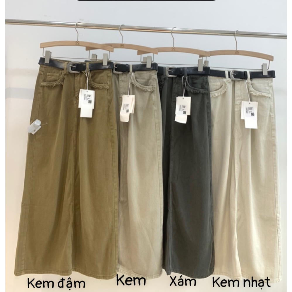 Chân Váy Dài June Chữ A Túi Tua Kèm Nịt Mã 919090
