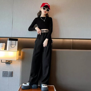  Áo croptop dài tay trẻ em vải len tăm năng động 10-40kg 