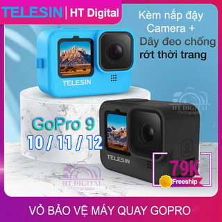 Case Silicone Bảo Vệ Thân Máy GoPro 12 11 10 9 - Kèm Nắp Bảo Vệ Ống Kính Và Dây Đeo Tay Thời Trang (Hàng Chính Hãng)