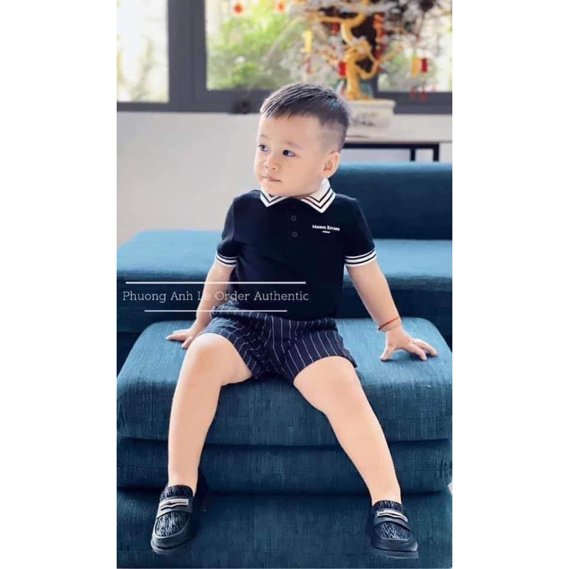 Áo phông polo đen chính hãng River Island UK cho bé trai