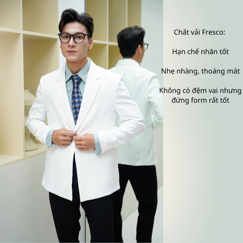 Áo khoác blazer nam AKUBA form regular, ít nhăn, đứng form, áo vest nam phong cách Hàn Quốc 01K0075