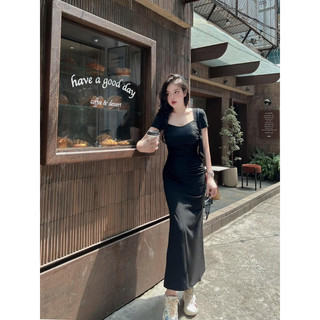 ĐẦM CỔ VUÔNG NHÚN EO 🌷