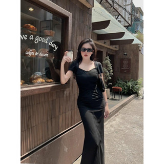 ĐẦM CỔ VUÔNG NHÚN EO 🌷