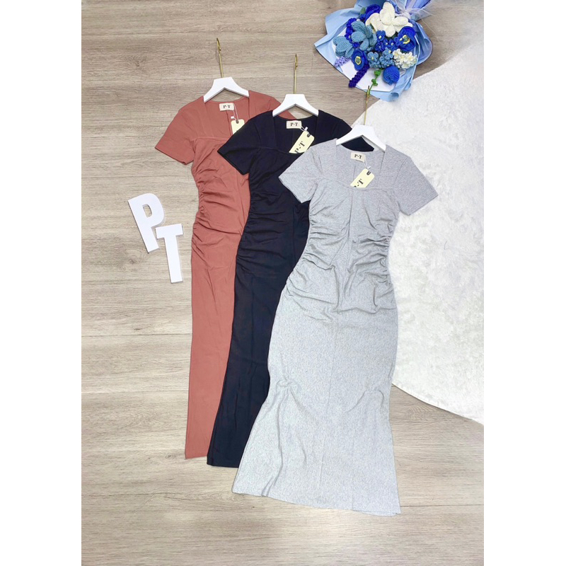 ĐẦM CỔ VUÔNG NHÚN EO 🌷