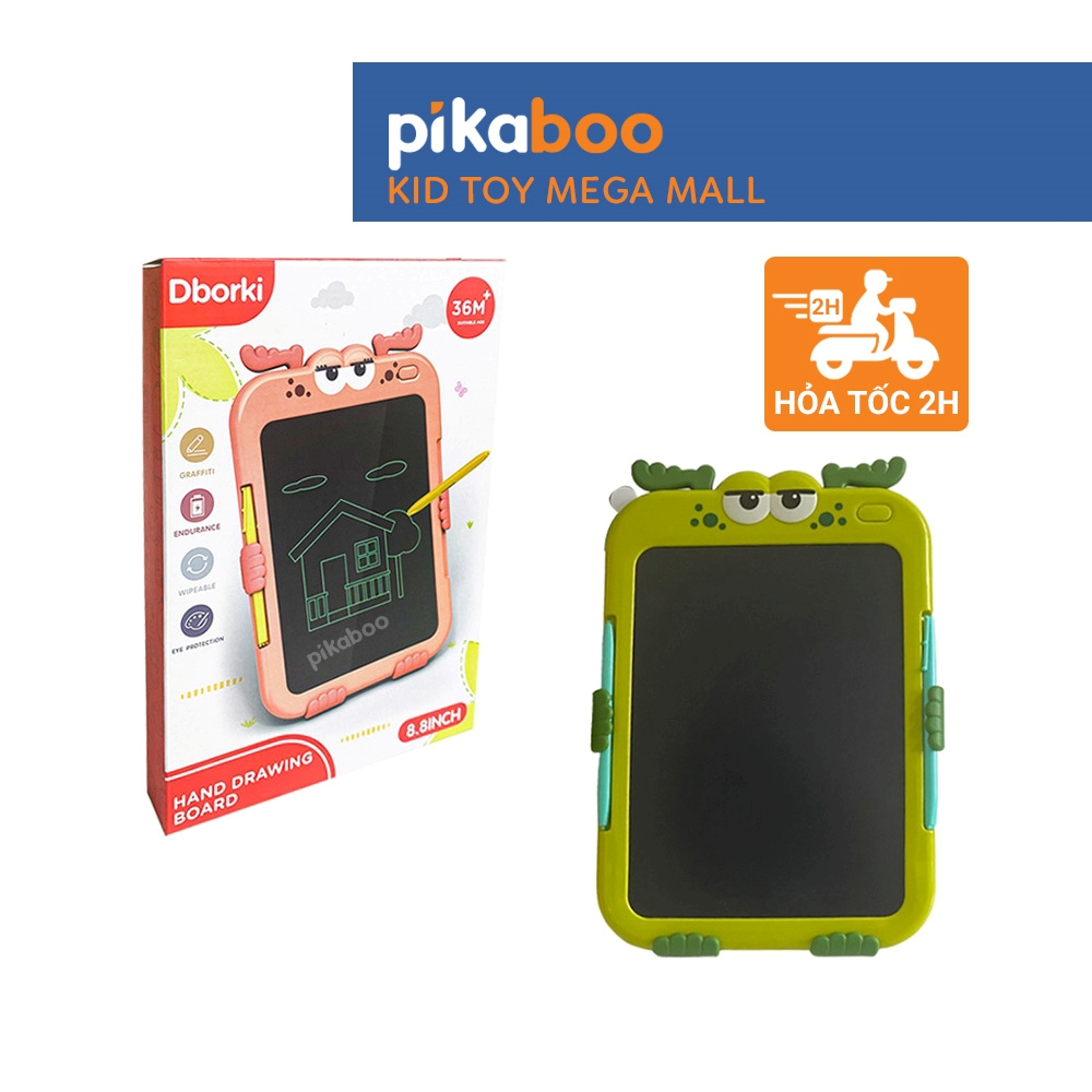 Đồ chơi bảng vẽ tự xóa thông minh LCD cao cấp Pikaboo dùng pin cho bé tập vẽ và viết gọn gàng sạch sẽ chất liệu an toàn