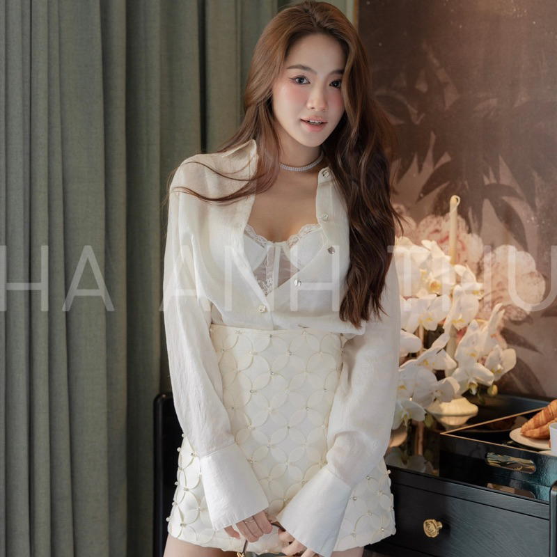 Set Áo Sơ Mi + Chân Váy Hoa Thiết Kế Cao Cấp - Hàng Loại 1