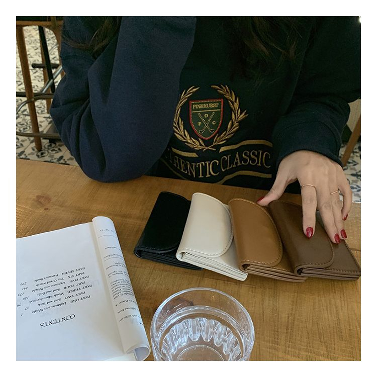 Ví Da PU Dạng Gập Trơn Thời Trang Hàn Quốc Cho Nữ BZ002