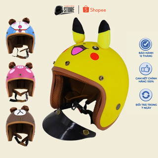Mũ Bảo Hiểm 3/4 VARO Doremon - Pikachu - Heo Xinh Có (Tai Tặng Kèm Lưỡi Trai)