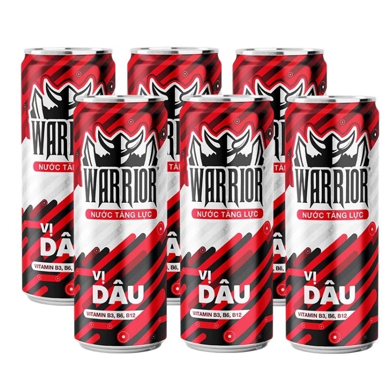 Lốc 6 lon nước tăng lực Warrior thái lan vị dâu và vi nho