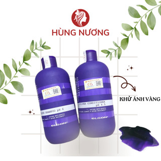Dầu Gội Elgon khử vàng dành cho tóc tẩy, mượt tóc,Cặp gội xả khóa màu tóc nhuộm thời trang không phai