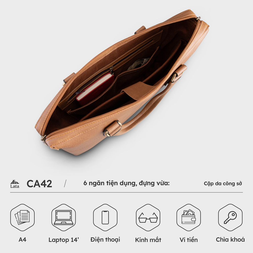 Cặp da nam công sở thời trang Lata CA42
