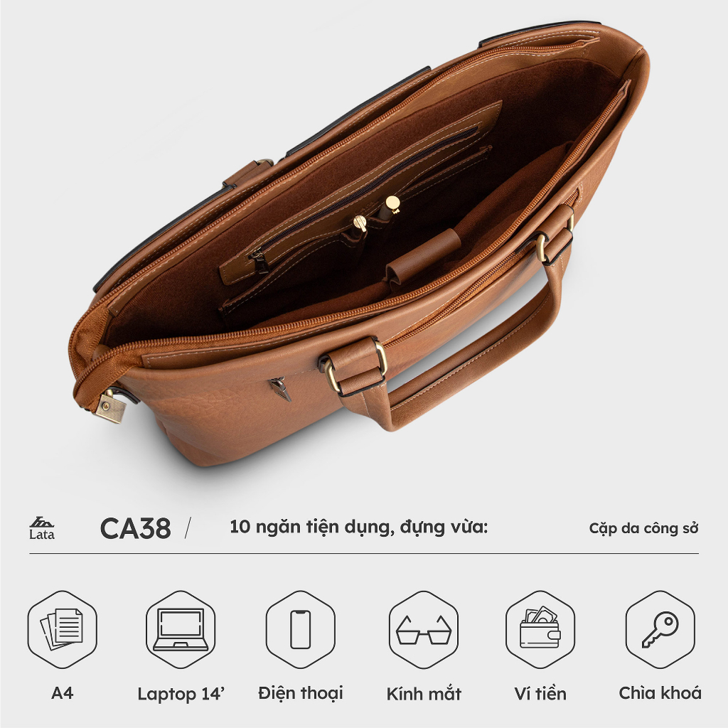 Cặp da nam công sở phối ngăn Lata CA38