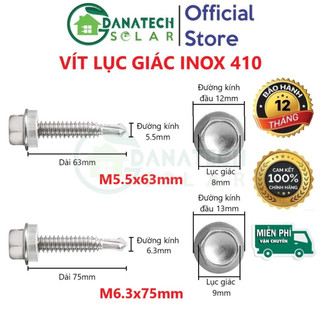 Vít bắn tôn M5.5x55mm M5.5x63mm M6.3x75mm | Chất liệu inox | mạ kẽm nhúng nóng
