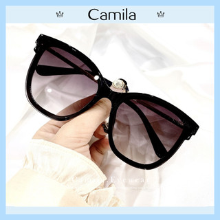 Kính mát thời trang nam nữ CAMILA mắt mèo gọng kim loại mảnh C7297 - Kính mắt nữ