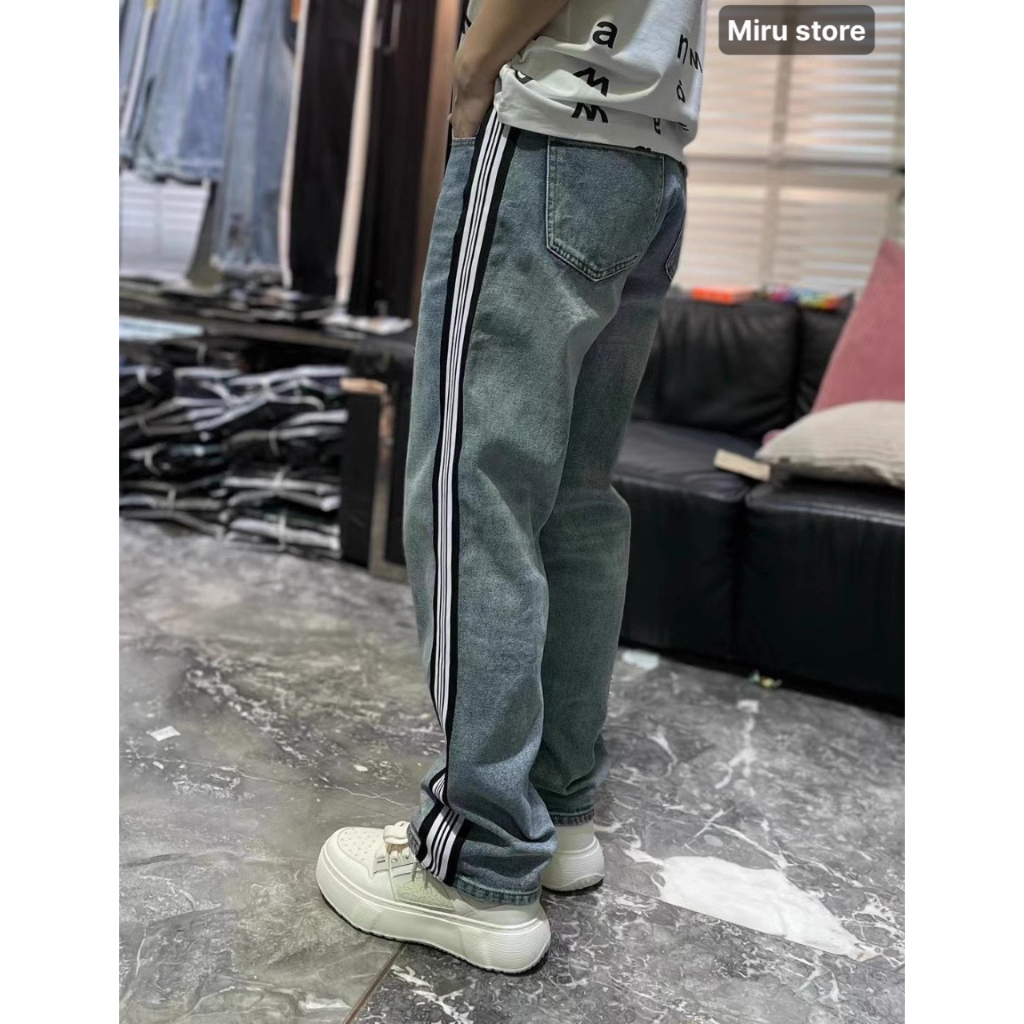 Quần jean nam kẻ sọc trẻ trung cá tính năng động dáng baggy ống suông rộng ,vải jeans cao cấp co giãn , hàng hot 2023