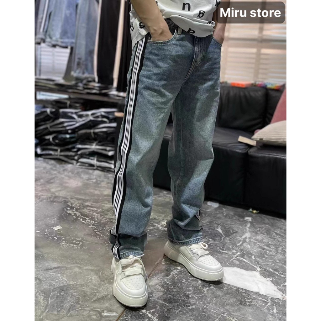 Quần jean nam kẻ sọc trẻ trung cá tính năng động dáng baggy ống suông rộng ,vải jeans cao cấp co giãn , hàng hot 2023