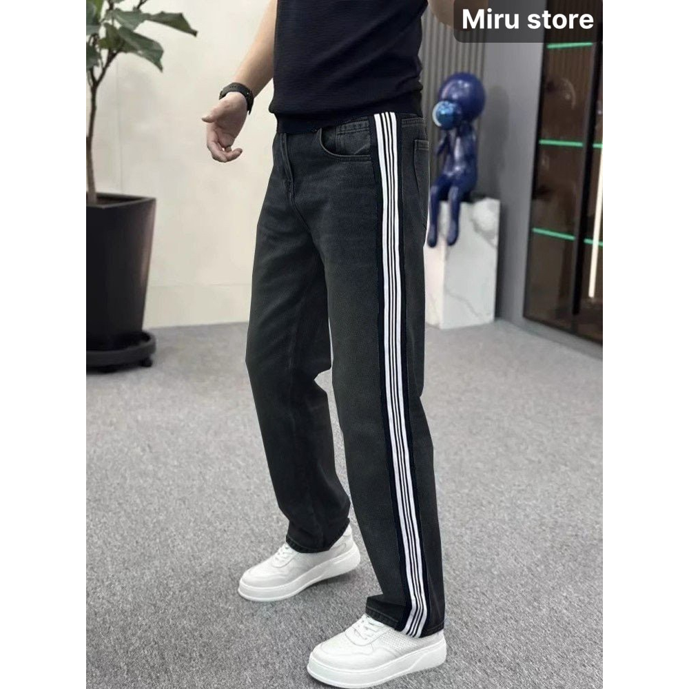 Quần jean nam kẻ sọc trẻ trung cá tính năng động dáng baggy ống suông rộng ,vải jeans cao cấp co giãn , hàng hot 2023