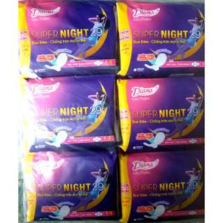 (HÀNG TẶNG}-COMBO 6 GÓI ĐÊM 29CM DIANA SIÊU THẤM SUPERNIGHT MỖI GÓI TẶNG KÈM 1 MIẾNG BÊN TRONG GÓI