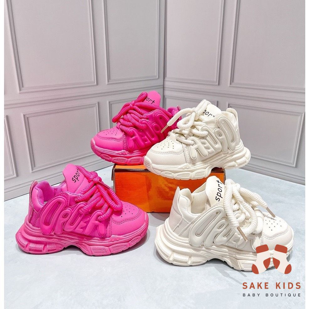 Giày thể thao cho bé trai bé gái - Giày cho bé sneaker siêu nhẹ dây buộc phối Chữ nổi nhiều màu chất êm mềm M2866