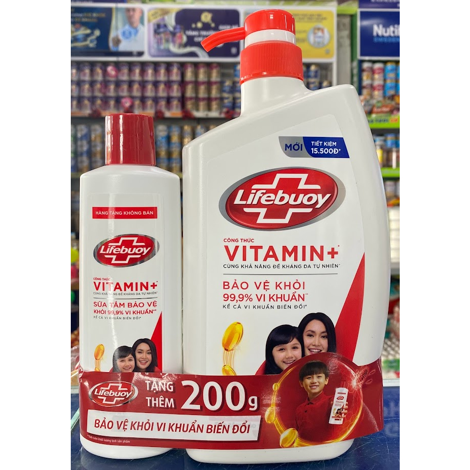 Sữa tắm Lifebuoy chai 800g TẶNG KÈM chai 200g