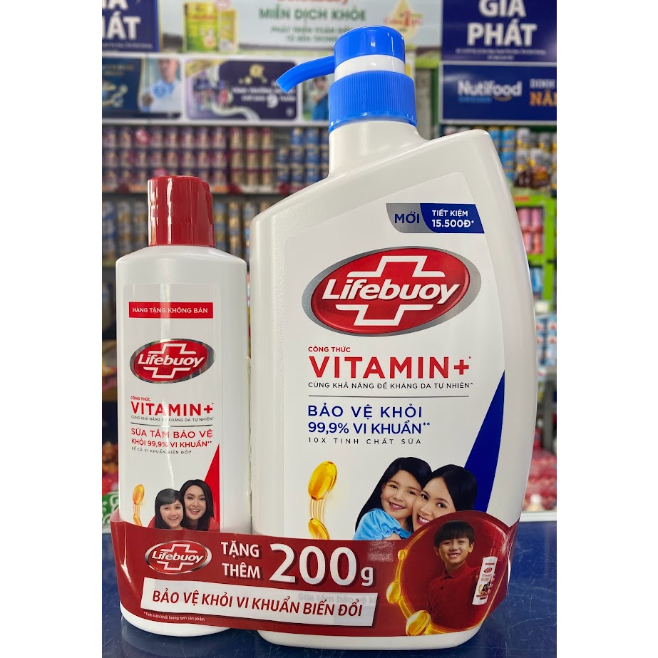 Sữa tắm Lifebuoy chai 800g TẶNG KÈM chai 200g