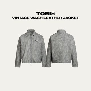 Áo Khoác Da Xám Wash TOBI