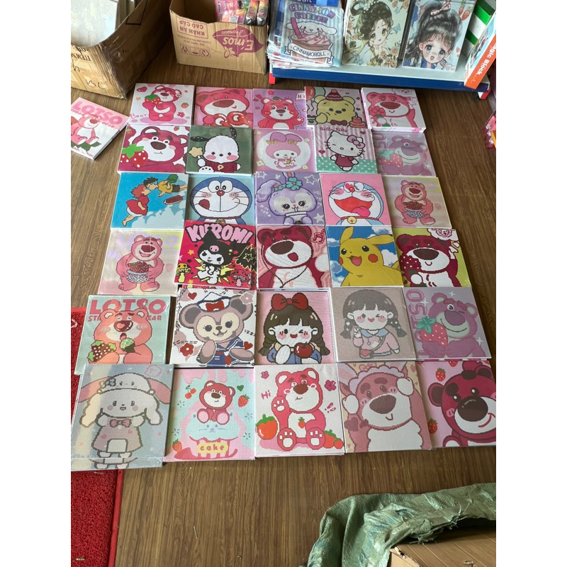 tranh đính đá size 30x30cm cặp đôi, hoạt hình khung căn sẵn-dụng cụ đầy đủ