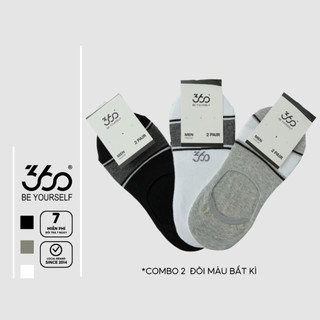 Tất nam cổ ngắn combo 2 đôi vớ 360 Boutique công nghệ Nano co giãn tốt - TAHTK303