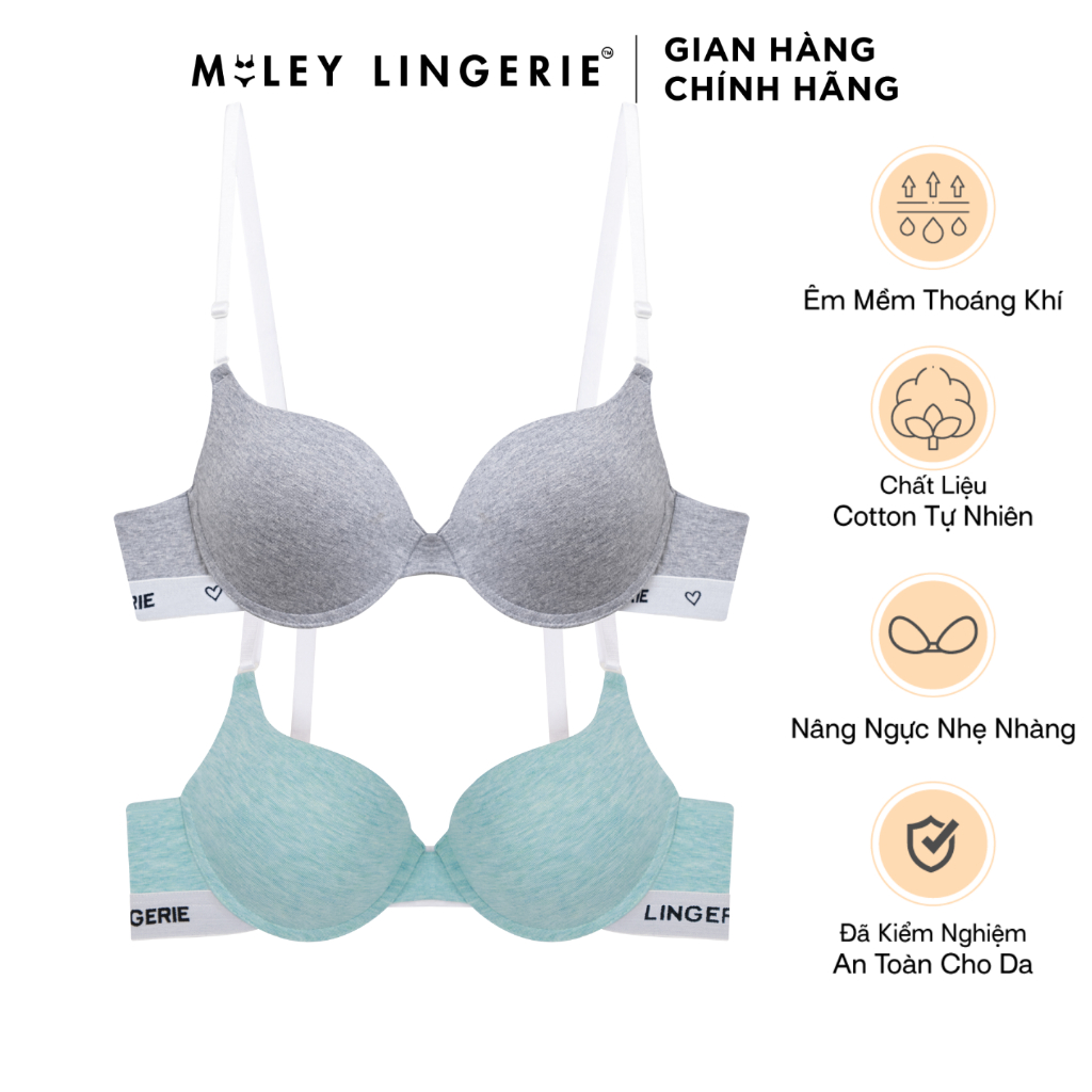 Combo 2 Áo Ngực Nữ Sporty Chic Có Gọng Mút Vừa Nâng Ngực Melange 4 Chiều Miley Lingerie BRC_002