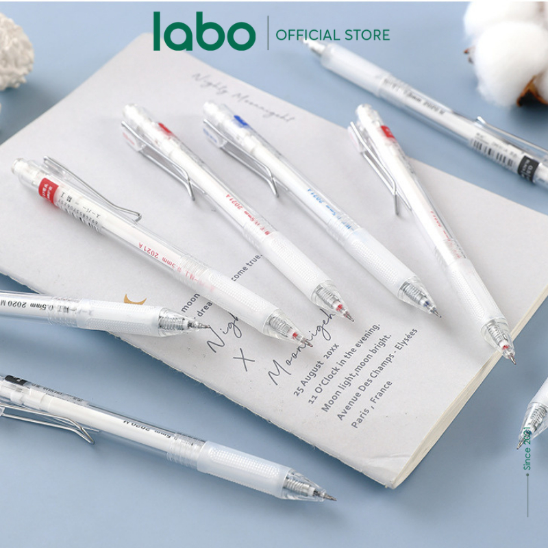 Bút Bi Bấm Mực Gel Domi 911A Thiết Kế Basic Mực Đen Xanh Đỏ Ngòi 0.5mm LABO