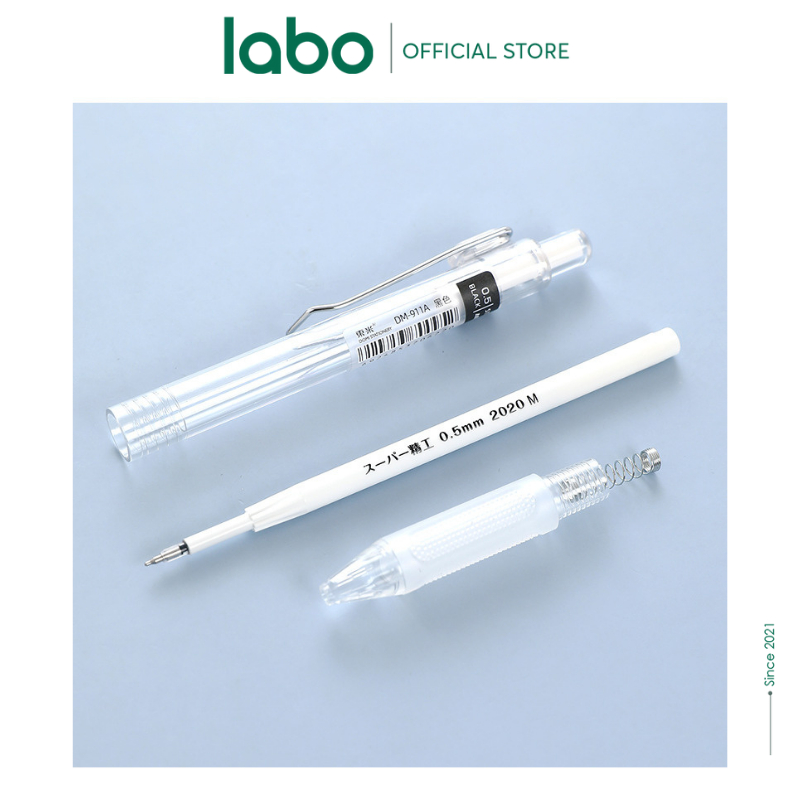 Bút Bi Bấm Mực Gel Domi 911A Thiết Kế Basic Mực Đen Xanh Đỏ Ngòi 0.5mm LABO