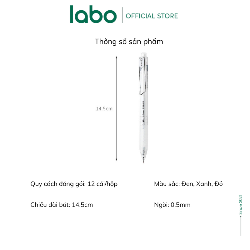 Bút Bi Bấm Mực Gel Domi 911A Thiết Kế Basic Mực Đen Xanh Đỏ Ngòi 0.5mm LABO